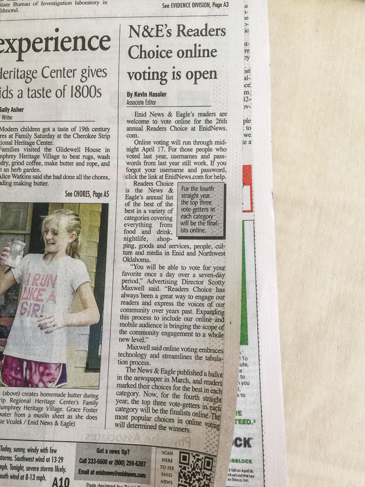 Newspaper clipping about Reader's choice
